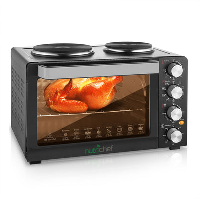 NutriChef Kitchen Countertop Convection Oven Cooker with Warming Plates (2 Pack)