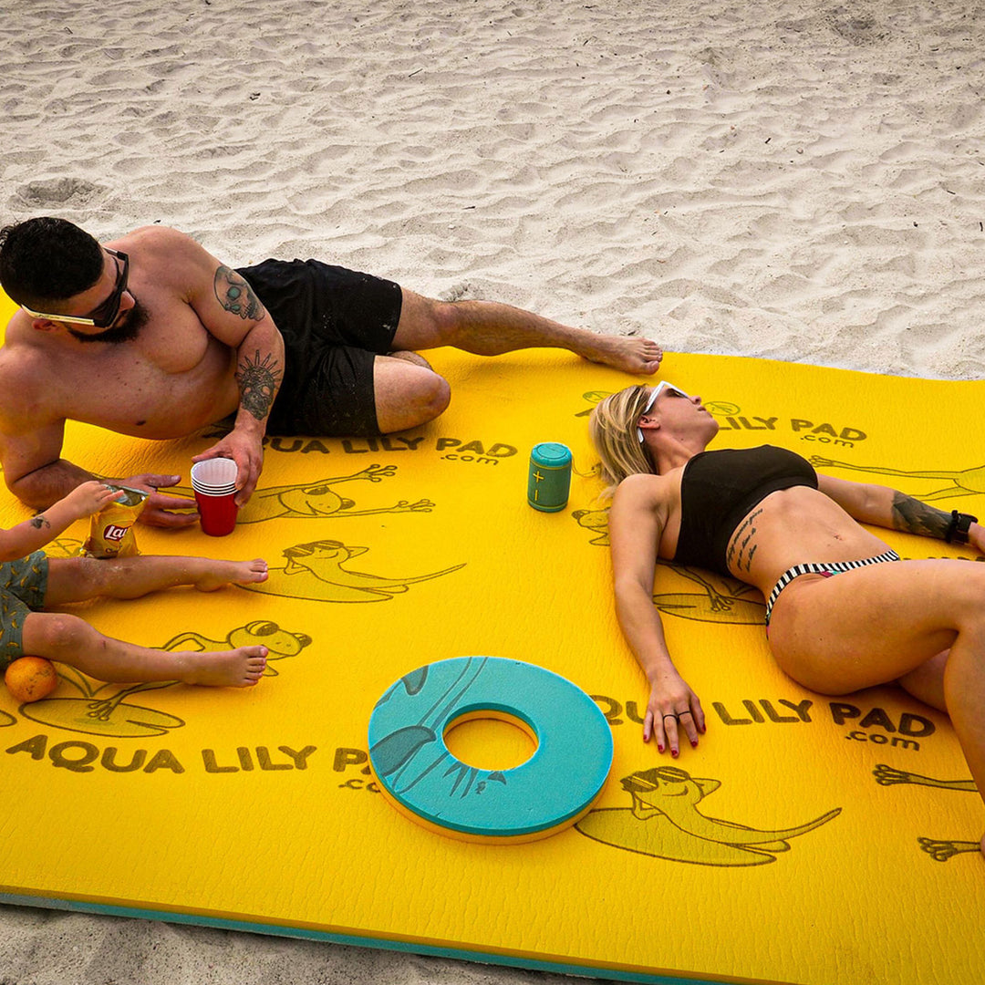 Aqua Lily Pad 12 Foot Original Water Floating Foam Island, Yellow (Used) - VMInnovations