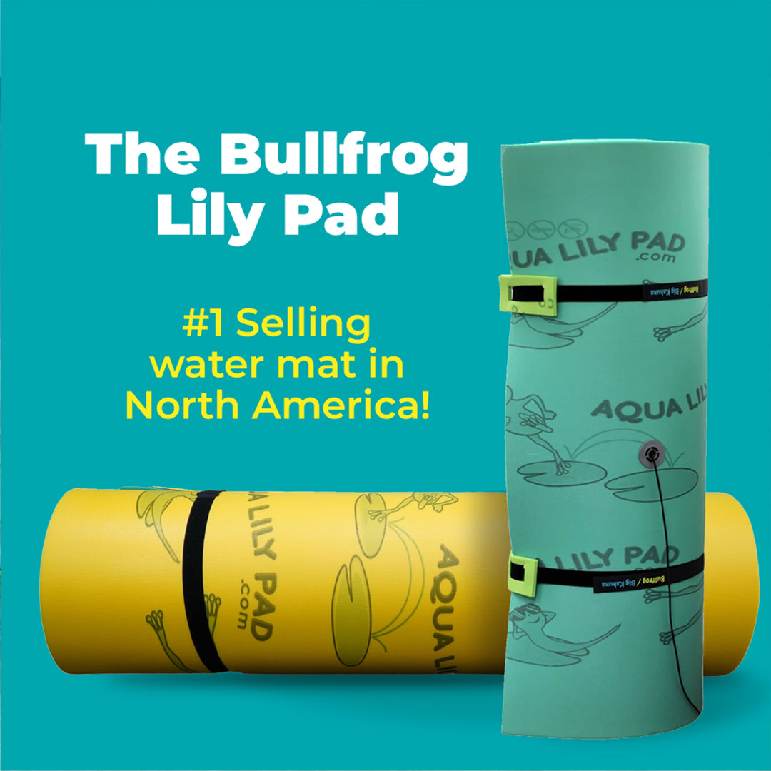 Aqua Lily Pad 15 Ft Bullfrog Water Playground Floating Foam Island, Green/Yellow