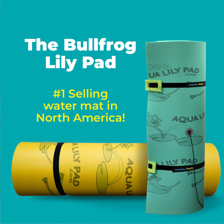 Aqua Lily Pad 15 Ft Bullfrog Water Playground Floating Foam Island, Green/Yellow