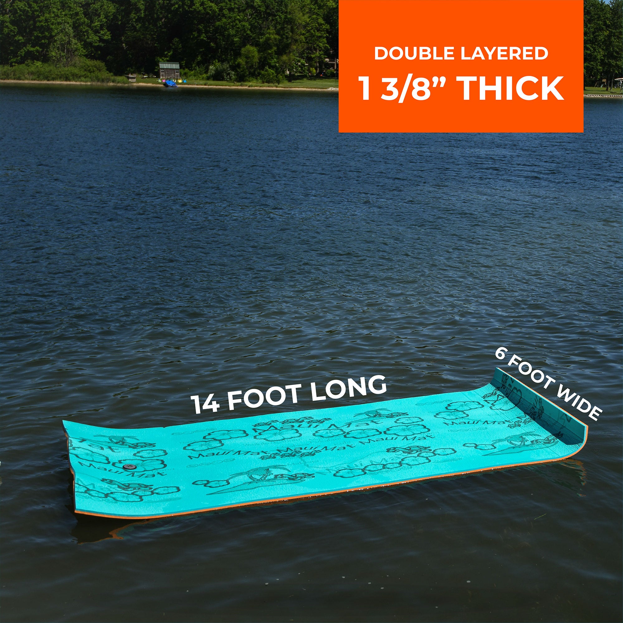 Aqua Lily Pad 14 Ft Maui Water Playground Floating Island Mat, Orange/Teal(Used) - VMInnovations