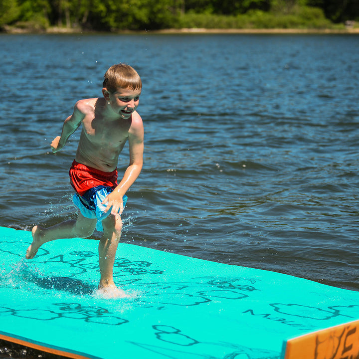 Aqua Lily Pad 14 Ft Maui Water Playground Floating Island Mat, Orange/Teal(Used)