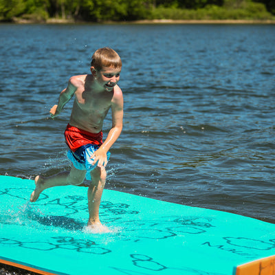 Aqua Lily Pad 20 Ft Maui Water Floating Foam Island Mat, Orange/Teal (Open Box) - VMInnovations