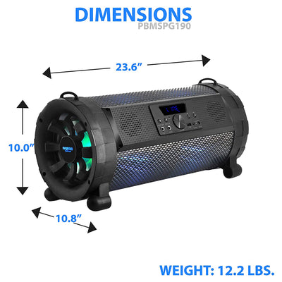 Pyle PBMSPG190 300 Watt Bluetooth Wireless BoomBox Speakers Stereo (2 Pack)