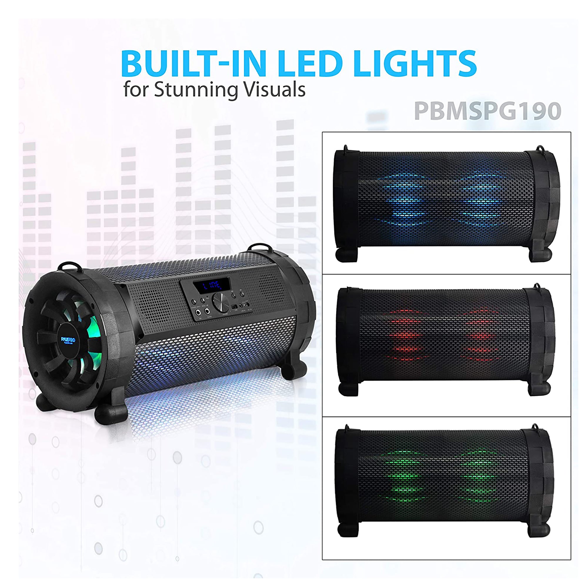 Pyle PBMSPG190 300 Watt Bluetooth Wireless BoomBox Speakers Stereo (2 Pack)