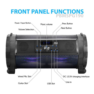 Pyle PBMSPG190 300 Watt Bluetooth Wireless BoomBox Speakers Stereo (2 Pack)