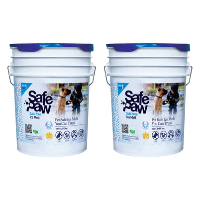 Safe Paw Pet Safe Ice Melt, 100% Salt and Chloride free with Traction Agent, Non-Toxic, Fast Acting, Lasts 3X Longer – 35 Lbs, 2 Pack
