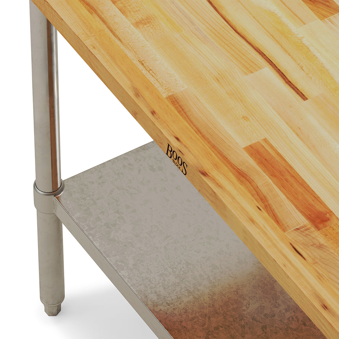 John Boos Maple Wood Top Work Table with Adjustable Lower Shelf, 48 x 30 x 1.5"