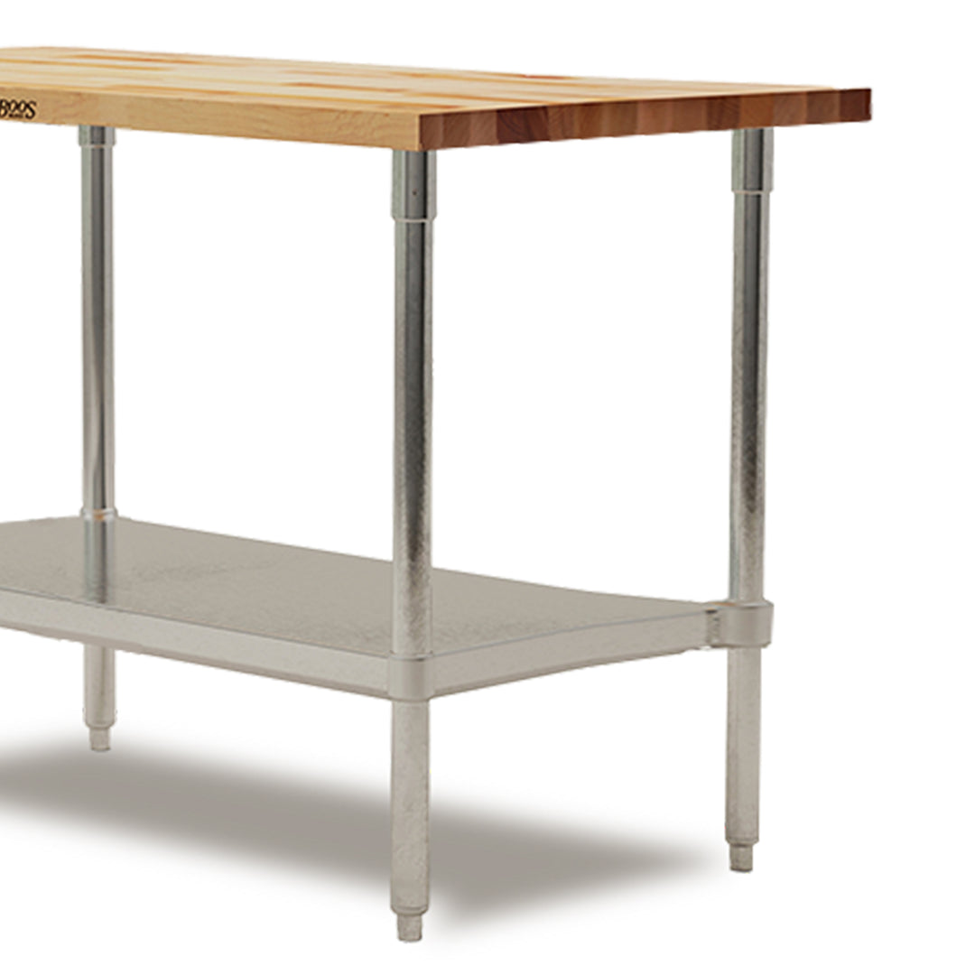 John Boos Maple Wood Top Work Table with Adjustable Lower Shelf, 48 x 30 x 1.5"