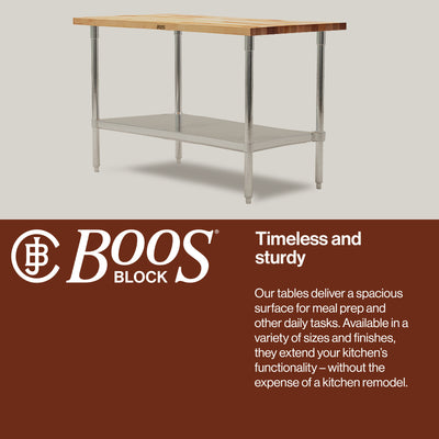John Boos Maple Wood Top Work Table with Adjustable Lower Shelf, (For Parts)