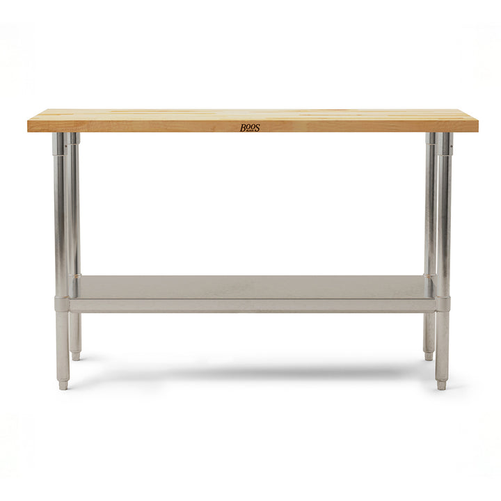 John Boos Maple Wood Top Work Table with Adjustable Lower Shelf, 60 x 30 x 1.5"