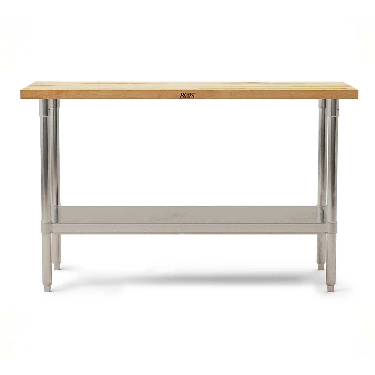 John Boos Maple Wood Top Work Table with Adjustable Lower Shelf, (Open Box) - VMInnovations