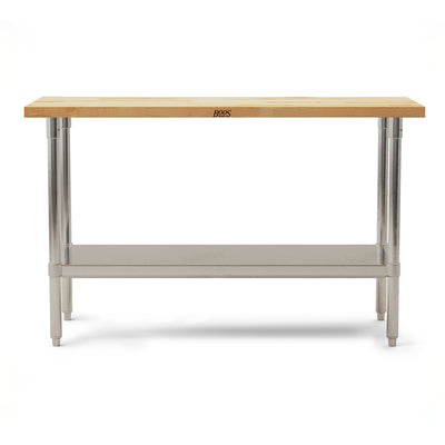 John Boos Maple Wood Top Work Table with Adjustable Lower Shelf, (For Parts)
