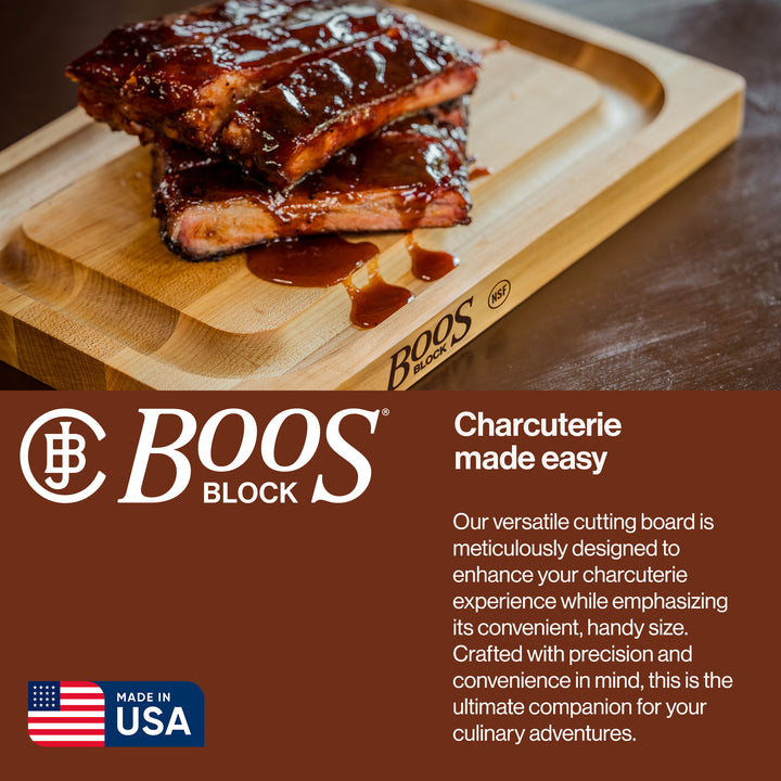 John Boos Chop N Slice Maple Wood Edge Grain Cutting Board, 8" x 12" x 1.25" - VMInnovations