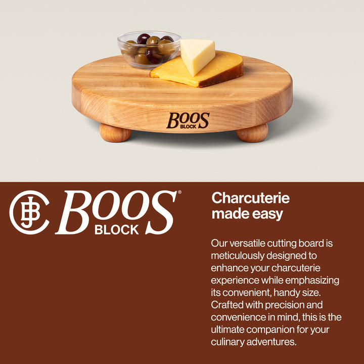 John Boos Maple Wood Edge Grain Round Cutting Board for Kitchen, 12" x 1.5" - VMInnovations