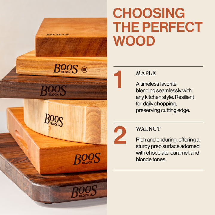 John Boos Maple Wood Edge Grain Round Cutting Board for Kitchen, 12" x 1.5" - VMInnovations