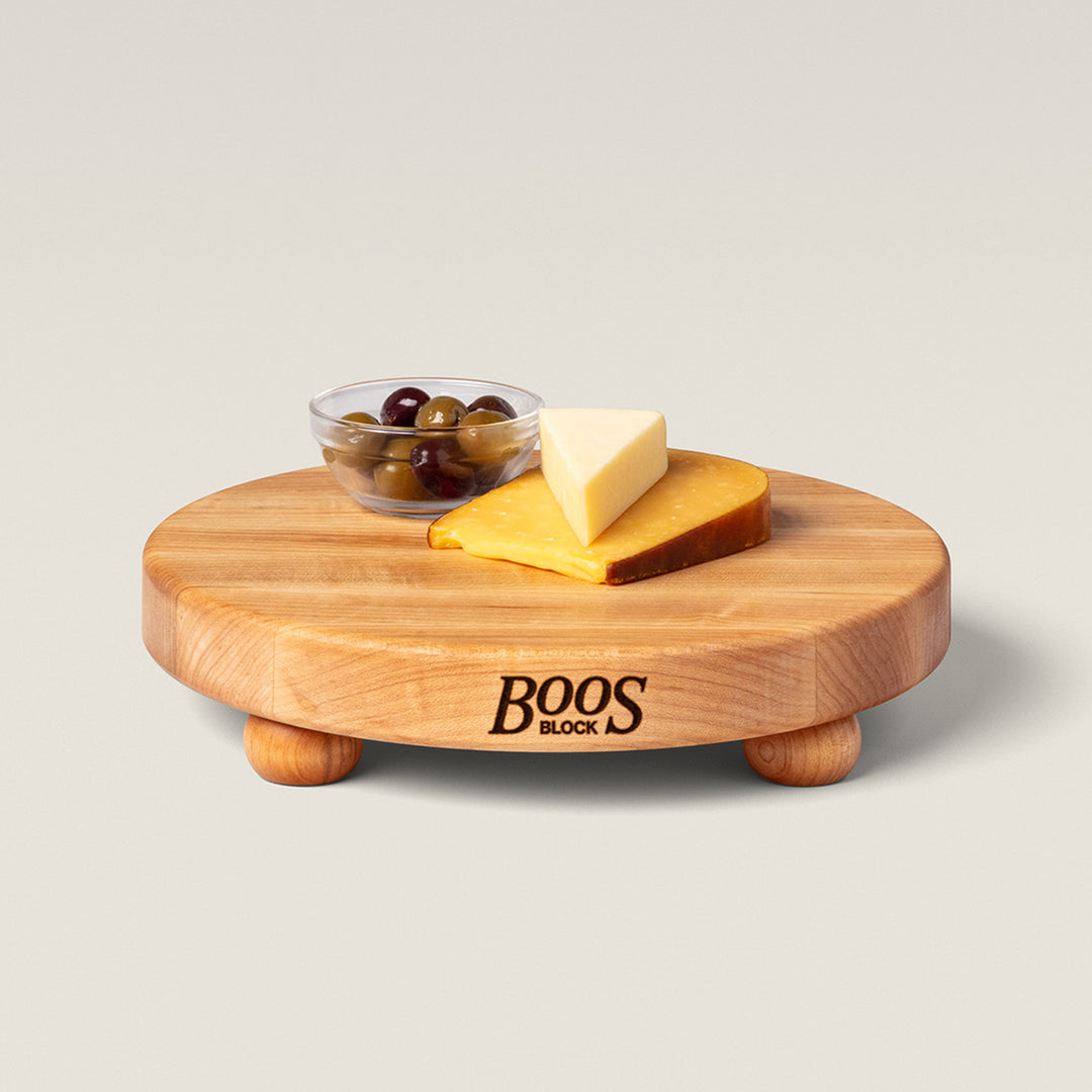 John Boos Maple Wood Edge Grain Round Cutting Board for Kitchen, 12" x 1.5" - VMInnovations