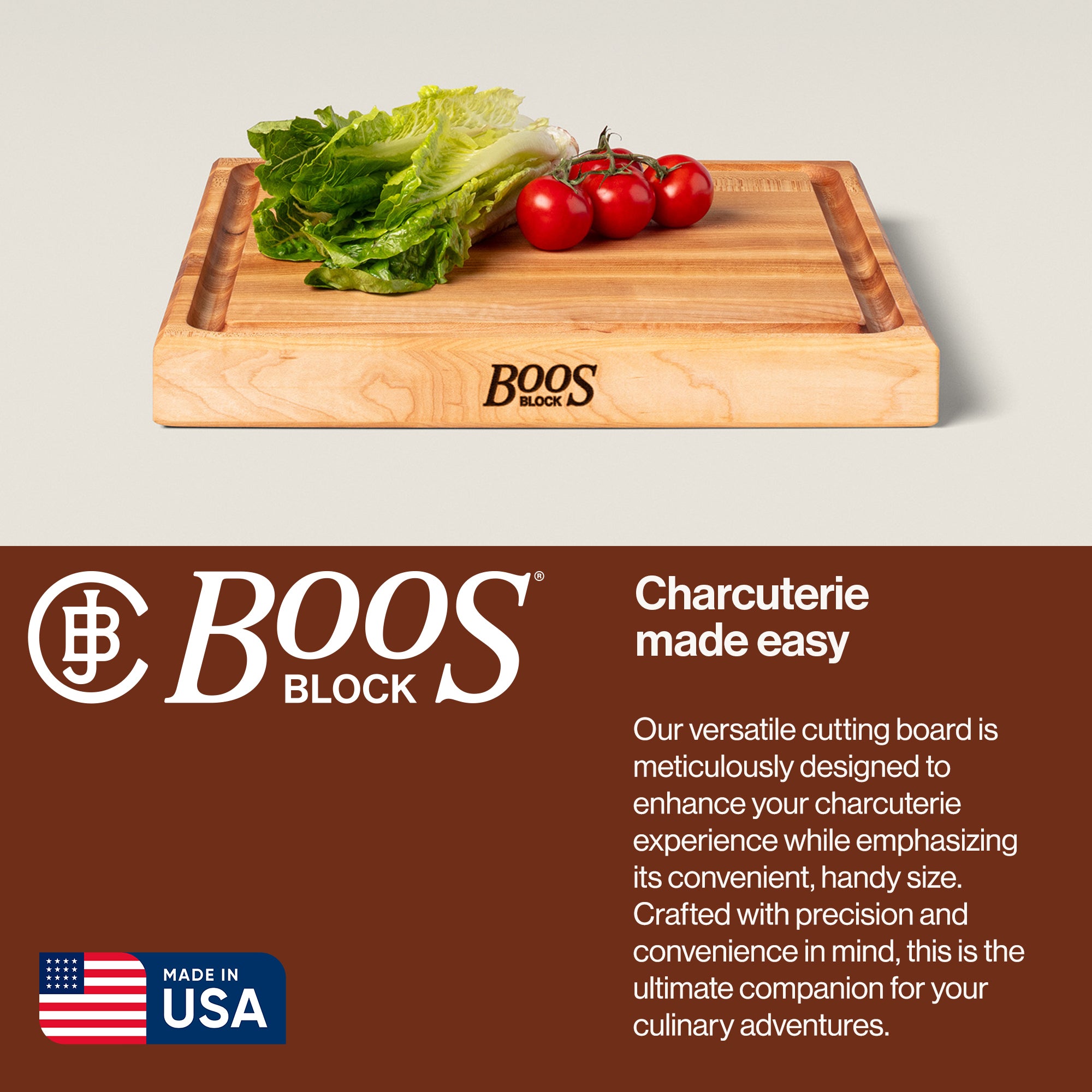 John Boos Block 15x15" Square Cutting/Carving Board w/ Juice Groove (Open Box) - VMInnovations