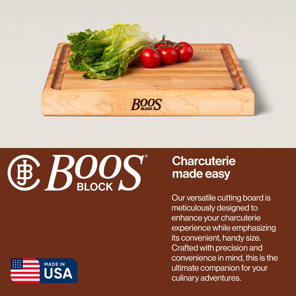 John Boos Block 15x15" Square Cutting/Carving Board w/ Juice Groove (Open Box)