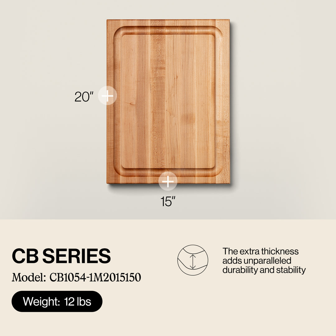 John Boos Large Maple Wood Edge Grain Reversible Cutting Board, 20" x 15" x 1.5" - VMInnovations