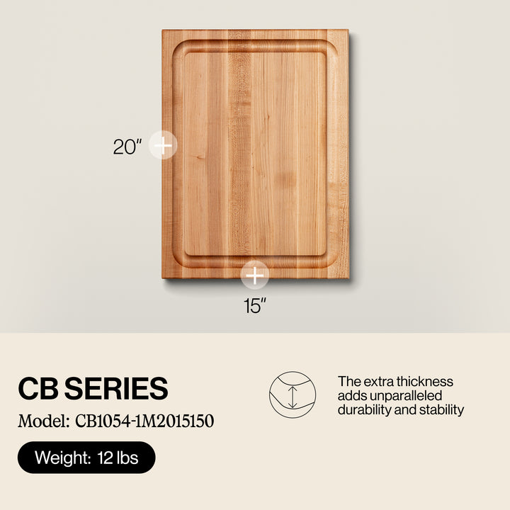 John Boos Large Maple Wood Edge Grain Reversible Cutting Board, 20" x 15" x 1.5" - VMInnovations
