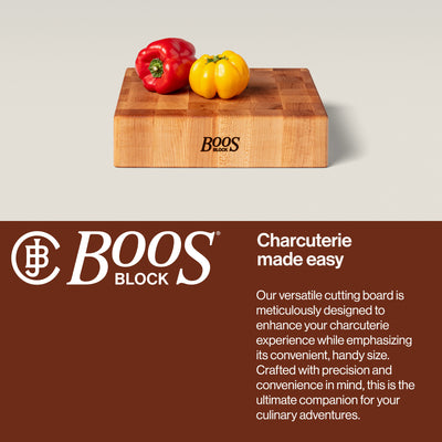 John Boos Small Maple Wood End Grain Cutting Board for Kitchen, 12" x 12" x 3" - VMInnovations