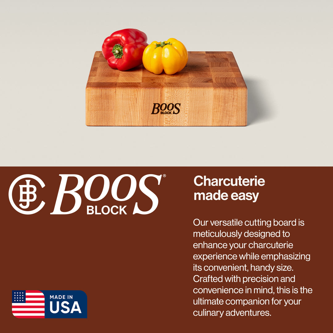 John Boos Maple Wood End Grain Cutting Board for Kitchen, 12"x12"x3" (Open Box) - VMInnovations