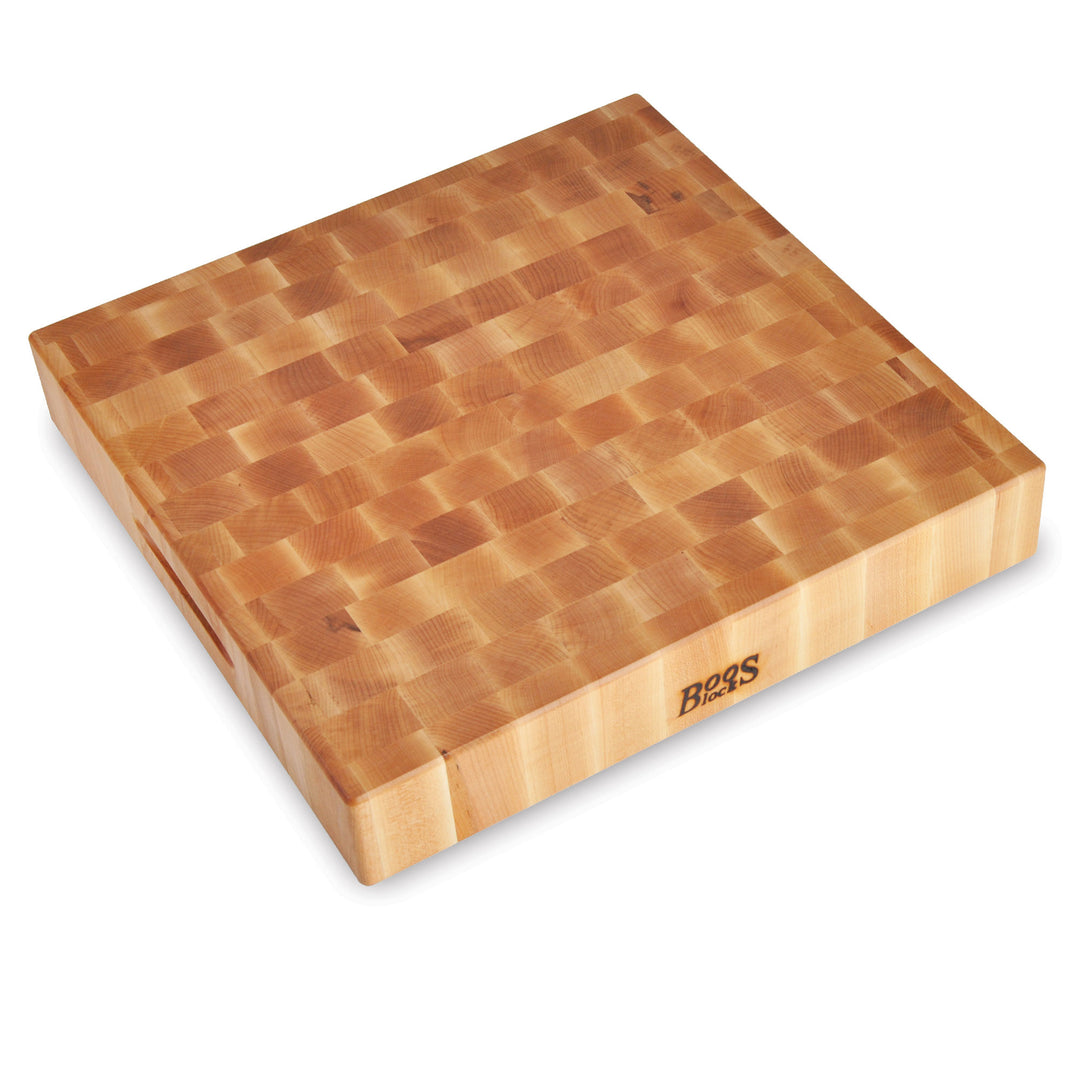 John Boos Large Maple Wood End Grain Chopping Board for Kitchen, 18" x 18" x 3"