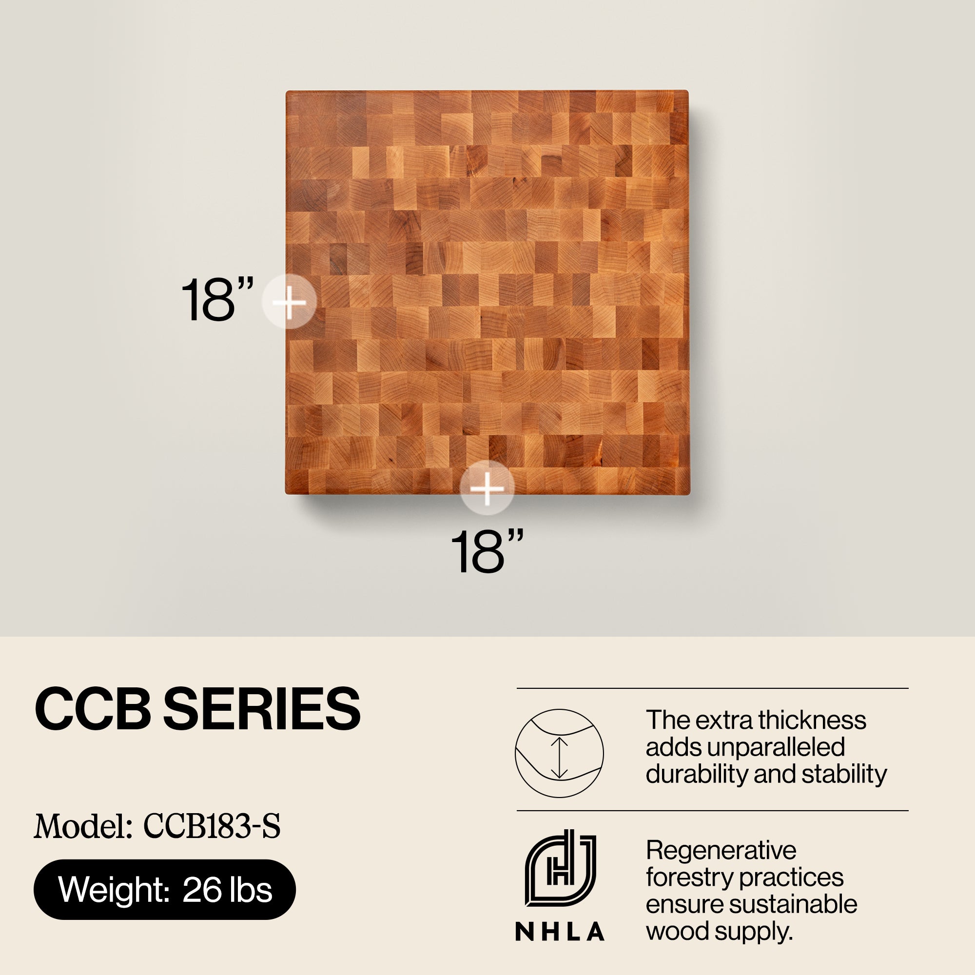John Boos Large Maple Wood End Grain Cutting Board, 18" x 18" x 3" (Used) - VMInnovations