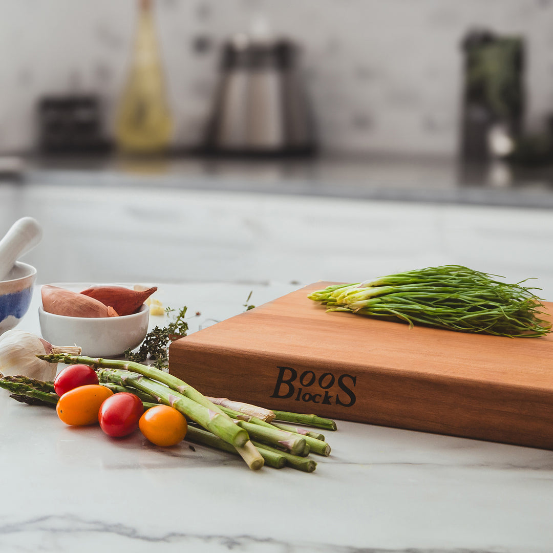 John Boos Cherry Wood Edge Grain Reversible Cutting Board, 18 x 12 x 1.5 Inches