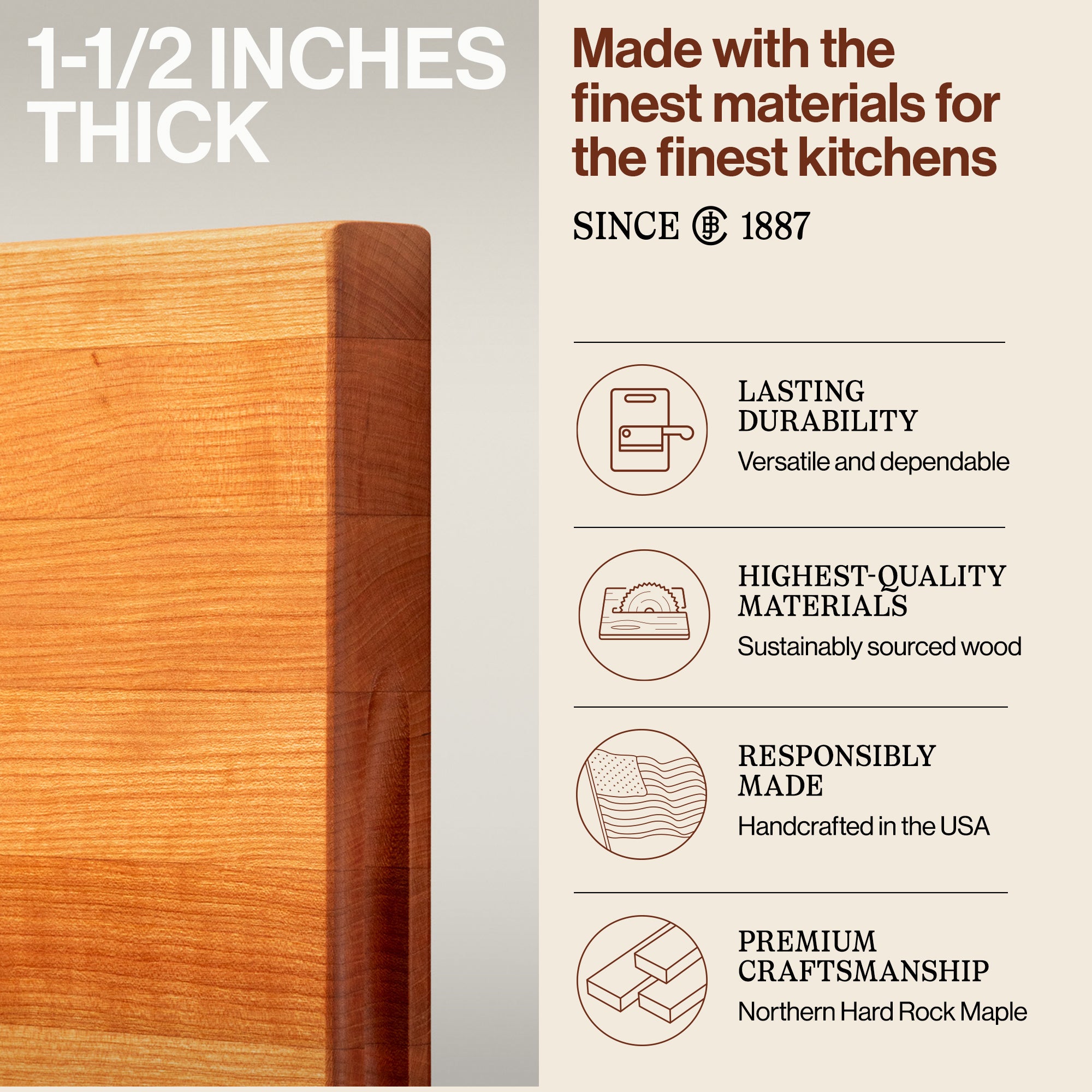 John Boos Cherry Wood Edge Grain Reversible Cutting Board, 20 x 15 x 1.5 Inches