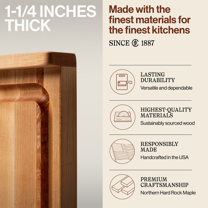 John Boos Countertop Reversible Wood Cutting Board with Juice Groove, Maple - VMInnovations