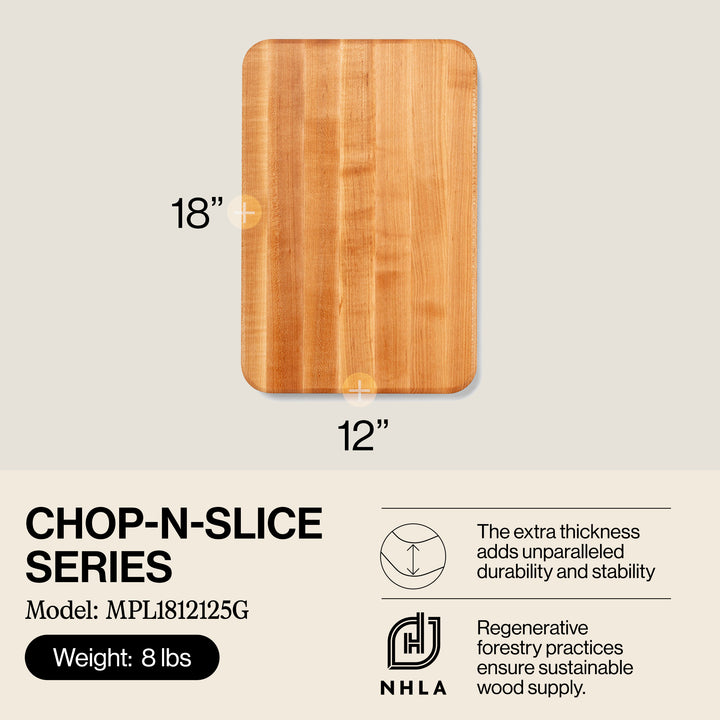 John Boos Maple Wood Edge Grain Reversible Cutting Board, 18 x 12 x 1.25 Inches