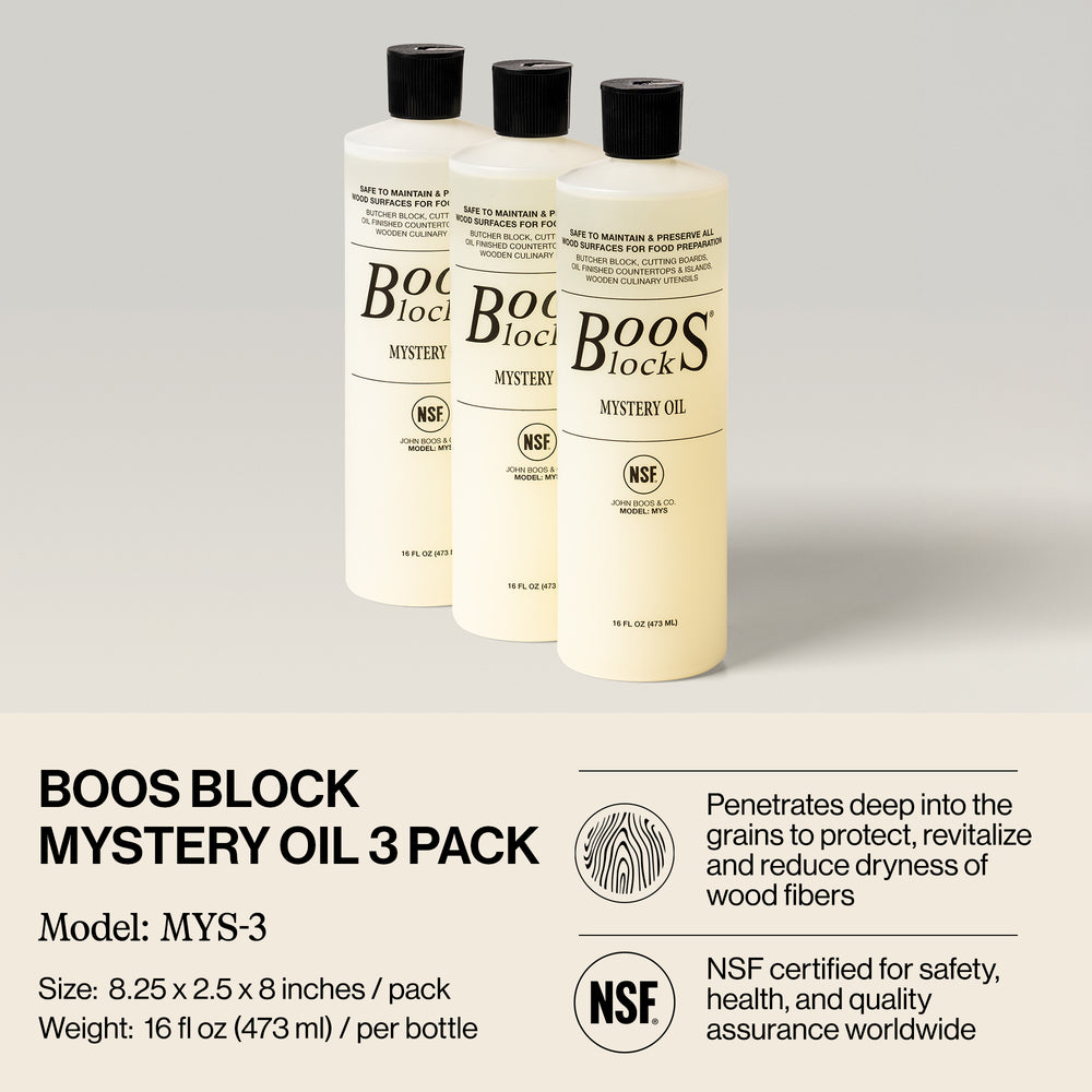 John Boos 16 Oz All Natural Moisture Care for Wood Kitchen Cutting Board, 3 Pack - VMInnovations