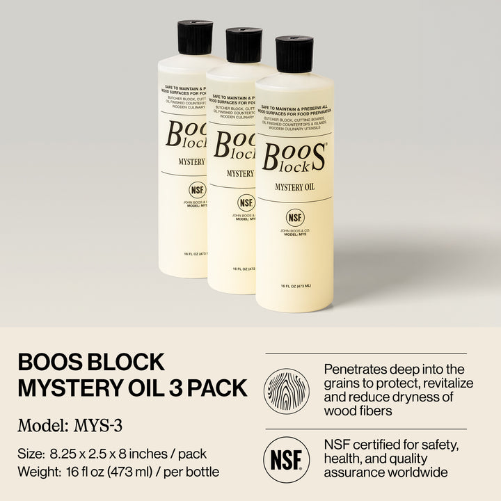 John Boos 16 Oz All Natural Moisture Care for Wood Kitchen Cutting Board, 3 Pack - VMInnovations