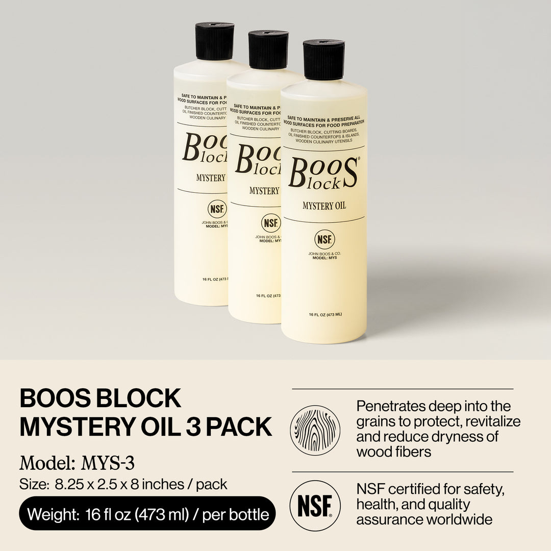 John Boos Mystery Oil Butcher Block Board Maintenance Oil 3 Pack (Open Box)