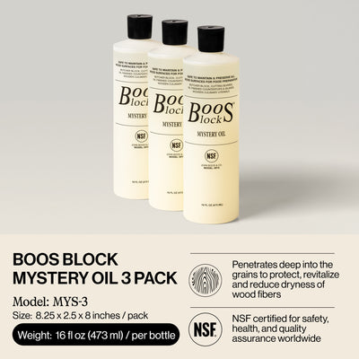 John Boos Mystery Oil Butcher Block Board Maintenance Oil 3 Pack (Open Box)