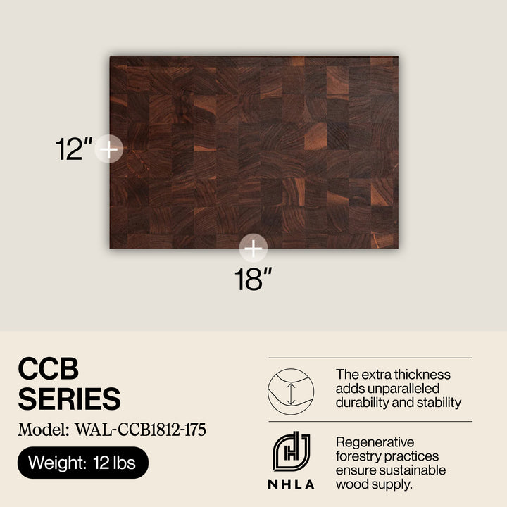 John Boos Walnut Wood Edge Grain Reversible Cutting Board, 18 x 12 x 1.75 Inches