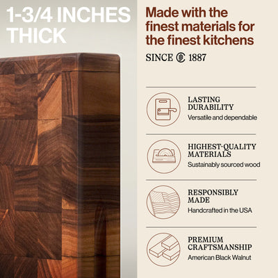 John Boos Walnut Wood Edge Grain Reversible Cutting Board, 18 x 12 x 1.75 Inches