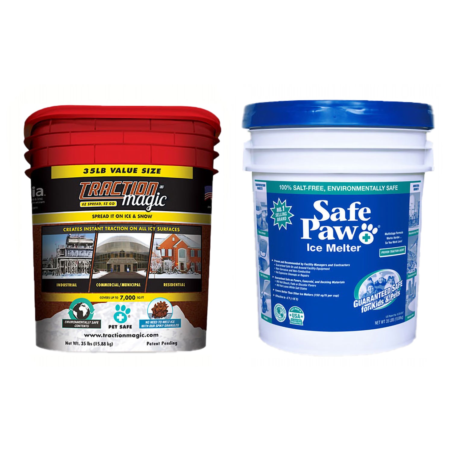 Safe Paw Ice Melt and Traction Magic Sidewalk Snow Melter, 35 Pound Buckets - VMInnovations