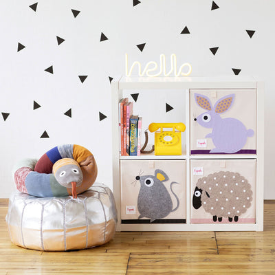 3 Sprouts Kid's Fabric Storage Cube Box Toy Bin, Brown Dog & Gray Mouse (2 Pack)