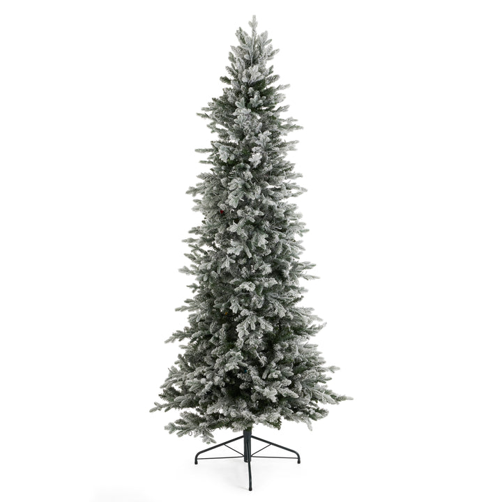 Home Heritage Overlight 7.5 Ft Flocked Prelit Artificial Tree w/ Stand(Open Box)