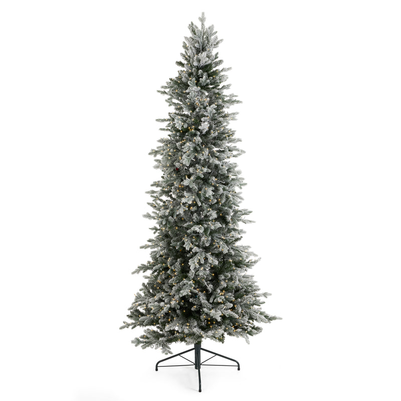 Home Heritage Overlight 7.5 Ft Flocked Prelit Artificial Christmas Tree w/ Stand