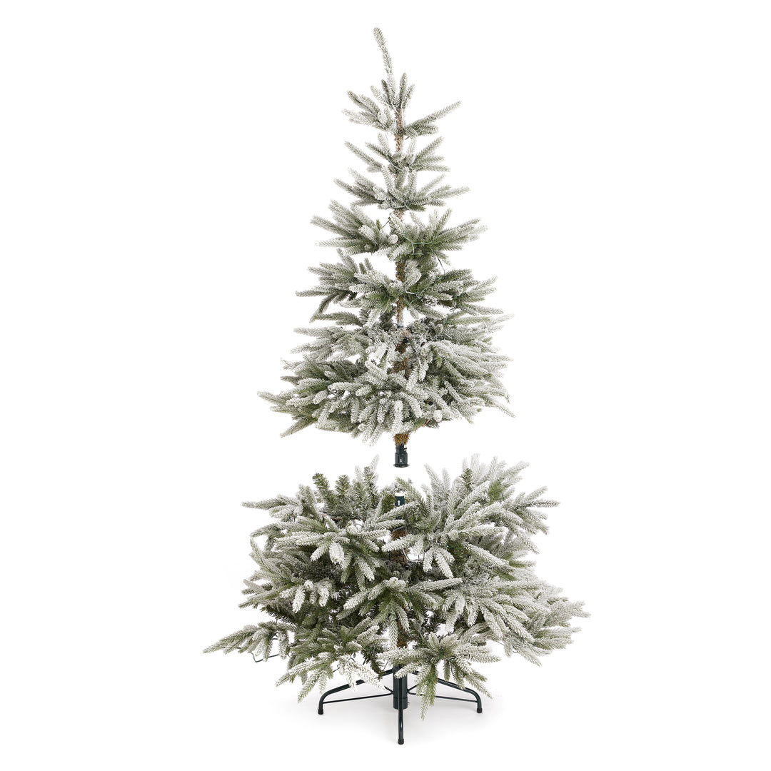 Home Heritage 6-Foot Pre Lit Snowy Abies Pine Christmas Tree (Open Box) - VMInnovations
