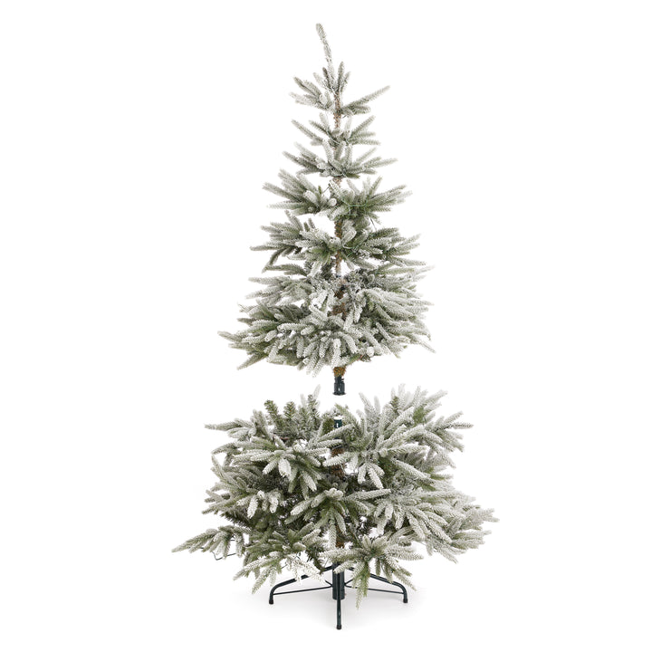 Home Heritage 6-Foot Pre Lit Snowy Abies Pine Christmas Tree (Open Box) - VMInnovations