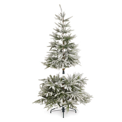 Home Heritage Snowy Abies Pine 6 Foot Prelit Artificial Flocked Christmas Tree