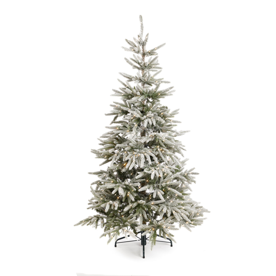 Home Heritage 6-Foot Pre Lit Snowy Abies Pine Christmas Tree (Open Box) - VMInnovations