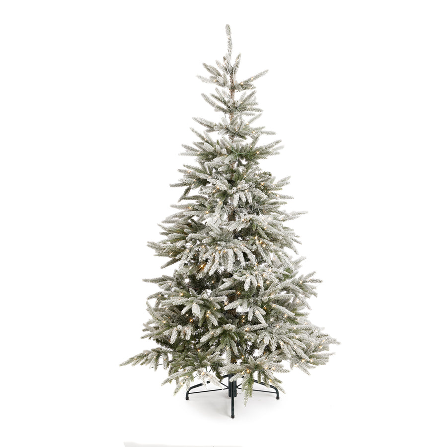 Home Heritage 6-Foot Pre Lit Snowy Abies Pine Christmas Tree (Open Box) - VMInnovations