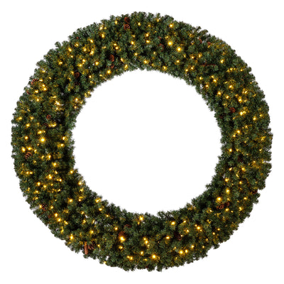 Home Heritage 9' Garland and 72" Wreath Prelit Holiday Greenery 3 Piece Set