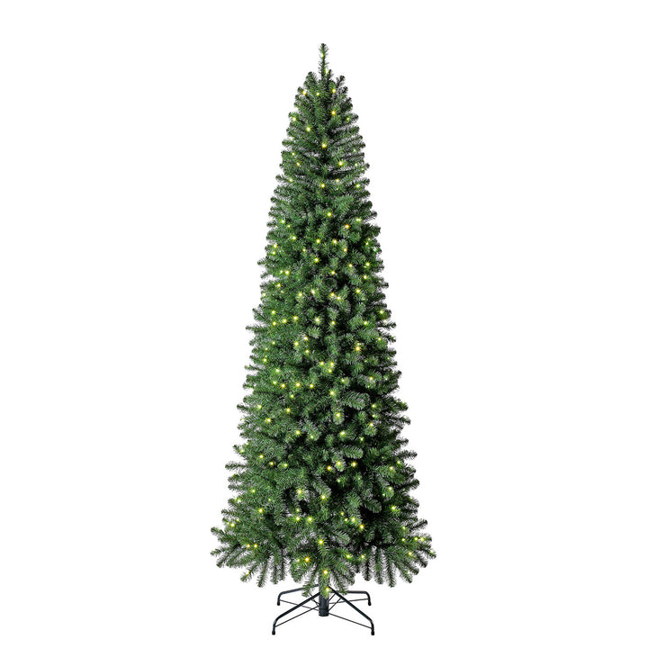 9 Ft Color Blast Pencil Pine Prelit Christmas Tree, 250 LED Lights (Used)